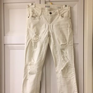 Guess jeans white with distress rips and tears